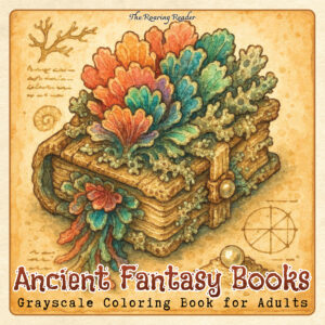 Ancient Fantasy Books – Grayscale Coloring Book (Digital PDF)