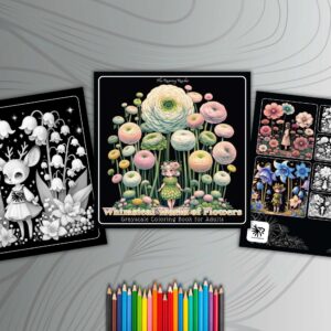 Whimsical World of Flowers Grayscale Coloring Book (PDF Edition)