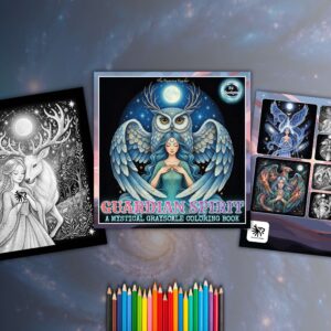 Guardian Spirits: A Mystical Grayscale Coloring Book – Digital PDF Download