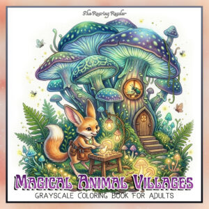 Magical Animal Villages Grayscale Coloring Book For Adults – Digital PDF Download
