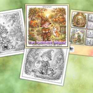 Tiny Enchanted Worlds Grayscale Coloring Book for Adults (Printable PDF)