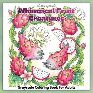 Whimsical Fruit Creatures Grayscale Coloring Book – Printable PDF Download