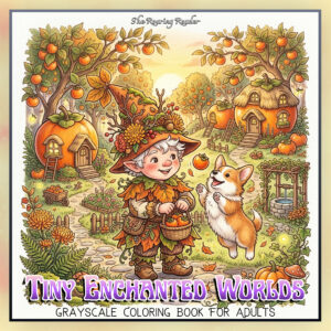 Tiny Enchanted Worlds Grayscale Coloring Book for Adults (Printable PDF)