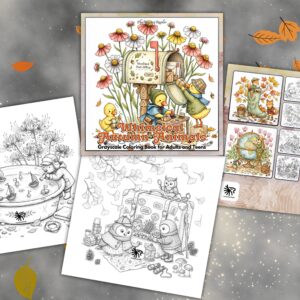 Whimsical Autumn Animals Grayscale Coloring Book PDF – 52 Printable Designs