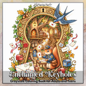 Enchanted Keyholes Grayscale Coloring Book for Adults and Teens – Printable PDF