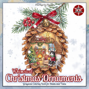 Whimsical Christmas Ornaments Grayscale Coloring Book – Digital PDF Download